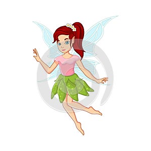 Cartoon funny little fairy flying