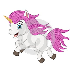 Cartoon funny little unicorn running