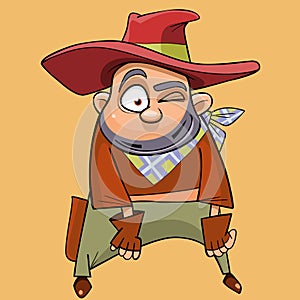Cartoon funny man in the clothes of a cowboy
