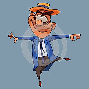 Cartoon funny man in theatrical costume dancing