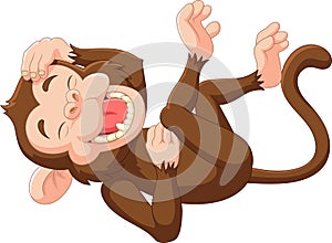 Cartoon funny monkey laughing