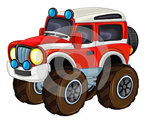 Cartoon funny off road fire truck / vehicle