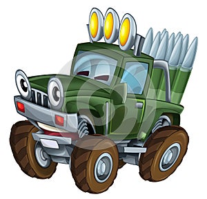 Cartoon funny off road military truck car with bullets ammo