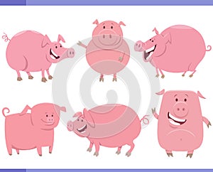 cartoon funny pigs farm animal characters set