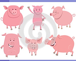 cartoon funny pigs farm animal characters set