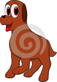 Cartoon of a funny puppy walking happily