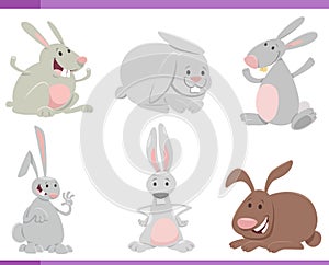 cartoon funny rabbits or bunnies farm animal characters set