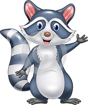 Cartoon funny raccoon cartoon waving hand