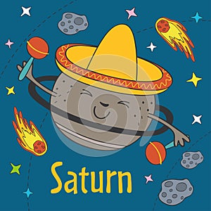 Cartoon funny Saturn