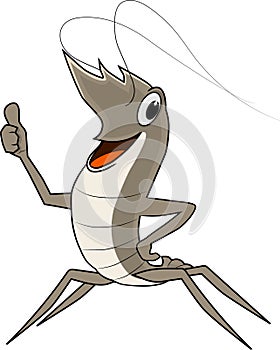 Cartoon of a funny shrimp and thumbs up