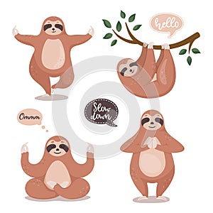 Cartoon funny sloth collection.