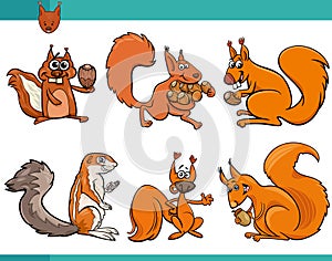 cartoon funny squirrels animal comic characters set