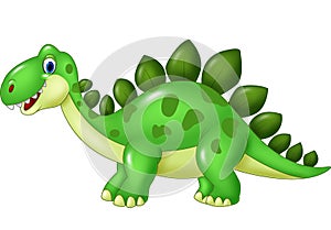 Cartoon funny Stegosaurus mascot isolated on white background