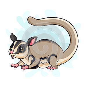Cartoon funny sugar glider isolated on white background