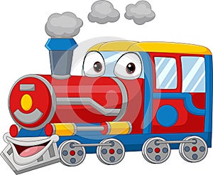 Cartoon funny train isolated on white background