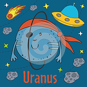 Cartoon funny Uranus - vector illustration, eps
