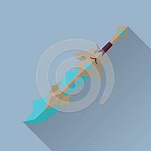 Cartoon Game Sword with Shadow. War Concept.