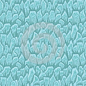 Cartoon game texture, ice surface seamless pattern. Game asset walls and environment background