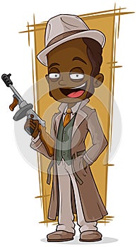 Cartoon gangster with tommy-gun photo