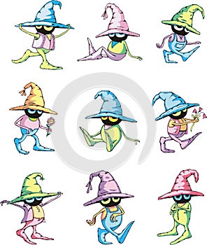 Cartoon gardener dwarf characters