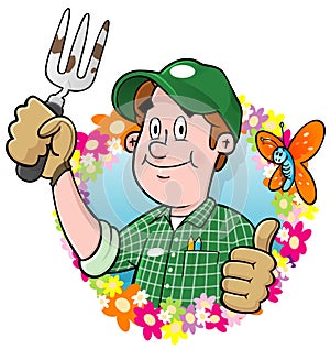 Cartoon Gardener logo photo