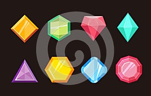 Cartoon gems jewels diamond brilliant vector set
