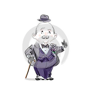 Cartoon gentleman with moustache