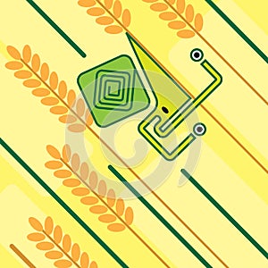 Cartoon geometric snail on a blade of grass