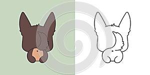 Cartoon German Shepherd Dog Clipart for Coloring Page and Illustration. Clip Art Isolated Puppy