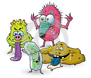 Cartoon germs, viruses, bacteria