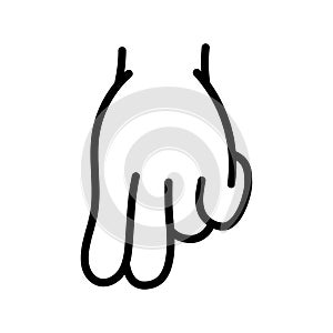 Cartoon gesture line icons set. Character hand.