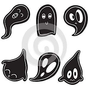 Cartoon Ghost Halloween Illustration Spectres Haunted Spirits