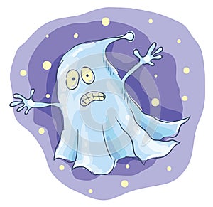 Cartoon ghost at night