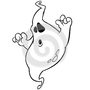 Cartoon ghost outline. Halloween vector illustration isolated on a white background.