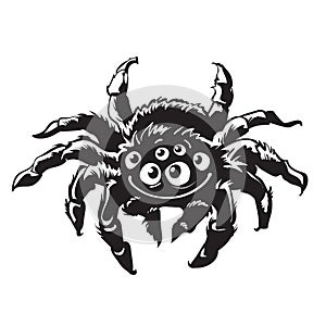 Cartoon gigantic spider. Halloween character. Vector