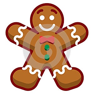 Cartoon Gingerbread Man Isolated On White Background