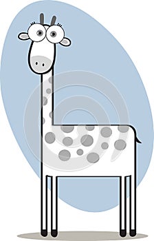 Cartoon Giraffe in Black and White