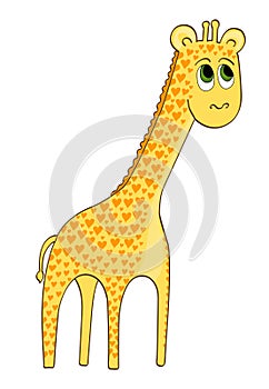 Cartoon giraffe with hearts