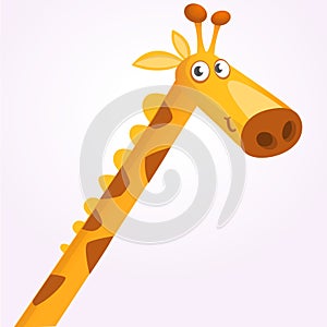 Cartoon giraffe mascot. Vector illustration of african savanna giraffe smiling