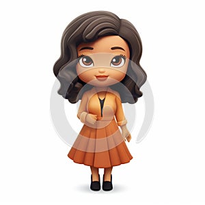 Cartoon Girl As Apple Employee: Elegant, Hispanicore, Minimalist Design photo