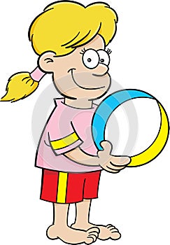 Cartoon girl with a beach ball