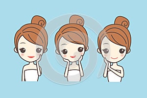 Cartoon girl care her face