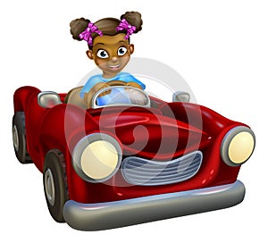 Cartoon Girl Driving Car