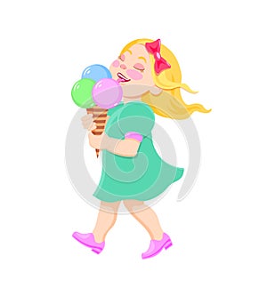 Cartoon girl eating ice cream