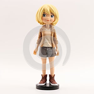 Cartoon Girl Figurine With Blonde Hair And Black Pants