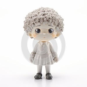 Cartoon Girl Figurine With Gray Hair - Naoki Urasawa Style photo