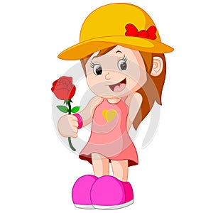 Cartoon of a girl with a flower