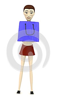 Cartoon girl with giftbag