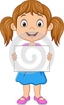 Cartoon girl holding blank paper