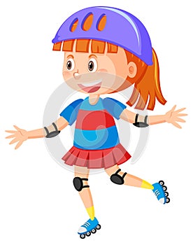 Cartoon girl on inline skates